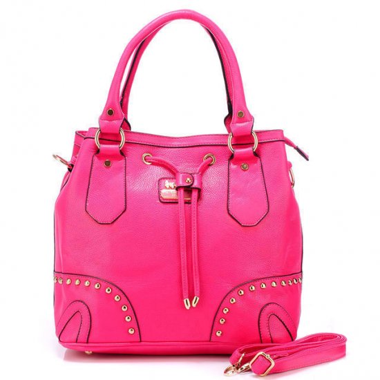 Coach Drawstring In Stud Medium Pink Satchels BDN